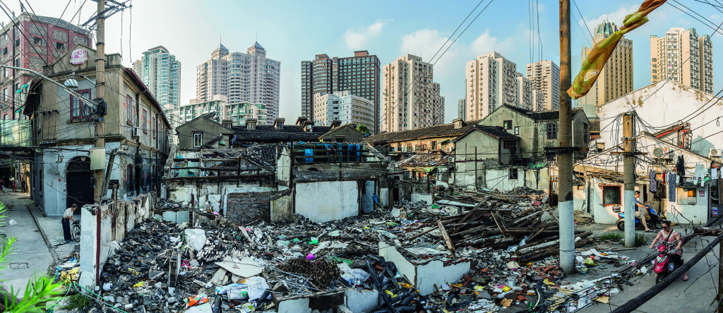 Murat Germen: Traditional neighborhood in Shanghai demolished in order to make way for gentrification and global type high-rise luxury residences.