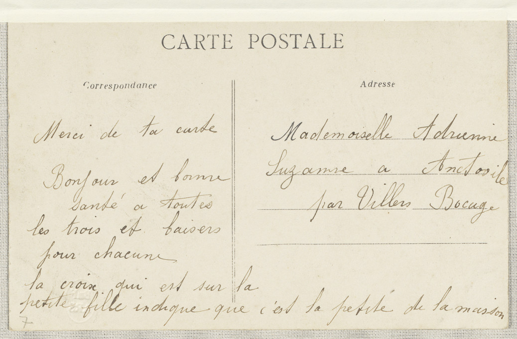 Slika 3. Tilly-sur-Seulles – Šola za nune, zbirka Gabriel, razglednica (prva in zadnja stran), okoli 1900, Francoska nacionalna knjižnica (BnF), Pariz.