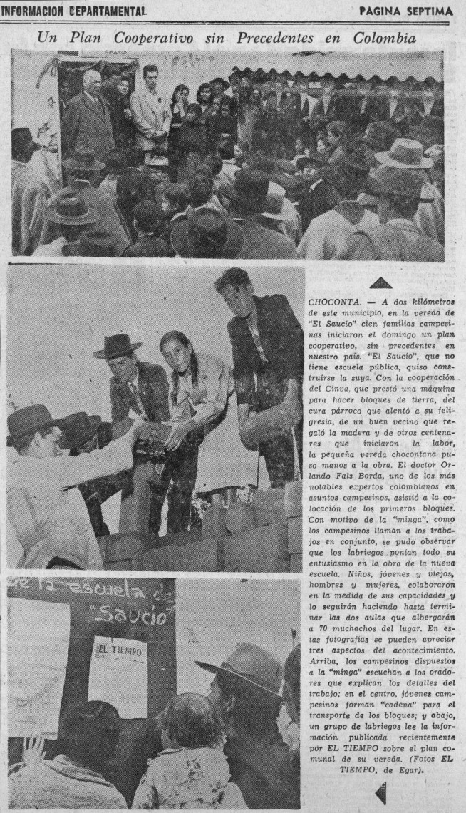 Slika 3. Efraín García-Egar, fotografije v prispevku »Prvi načrt samoupravljanja v Kolumbiji«, El Tiempo, 27. maj 1958, 7.
